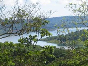 lake Arenal and the entrance to San Luis Cove.